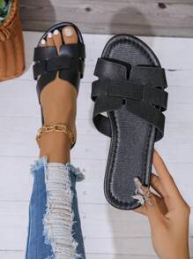 2024 New Summer Woven Flat Women's Sandals, Fashionable & Casual Beach Sandals, Comfortable & Slippers