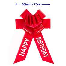 30inch Happy Birthday Red Car Bow Big Car Ribbon Bow Large Gift Wrapping Bow Giant Bow For Car Decorative Huge Pull Bow For Christmas Party Birthday Wedding Car Decoration,Christmas Valentine Day - Red - View 2