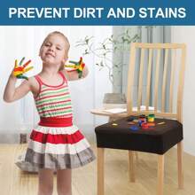 4pcs Plaid Textured Waterproof Dining Chair Seat Covers Removable Anti-Slip Slipcovers Universal For Kitchen Chairs