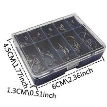 1 caja 50 piezas juego de anzuelos de pesca, tamaños 3#-12#, compartimentos pequeños, anzuelo de círculo de mango largo, anzuelo de cuatro puntas, anzuelo de círculo de mango largo, anzuelo de mango recto, anzuelo de pesca con púa, accesorios de pesca - Ver 4