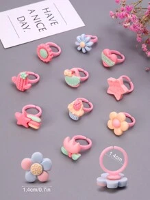 10/25/36/50/100pcs Kids Cartoon Rings, Matte Finish Rings, Assorted For Girls Pretend Play & Dress Up, Colorful Rings For Daughters & Granddaughters, Birthday/Party Favors, Children's Holidays Gifts