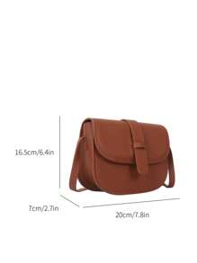 New Ladies Retro Soft Surface Leather Saddle Crossbody Mini Small Bag - Brown - View 6