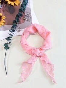 1 peça de lenço fofo e estiloso com cor sólida minimalista e borda ondulada, lenço triangular multifuncional para uso casual, férias e moda versátil