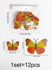 12pcs 3D Butterfly Stickers, Home Furniture Office Party Decoration - Multicolor - View 14