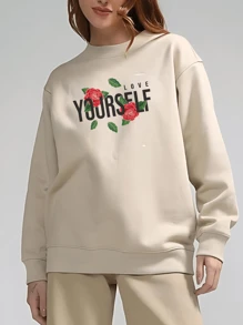 Women Sweatshirts - 米色 - 查看 1