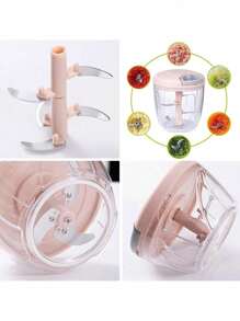 Cortador Para Verdura Manual Picador Salsa Triturador Y Batidor Frutas Y Verduras practico - Gris - Ver 5