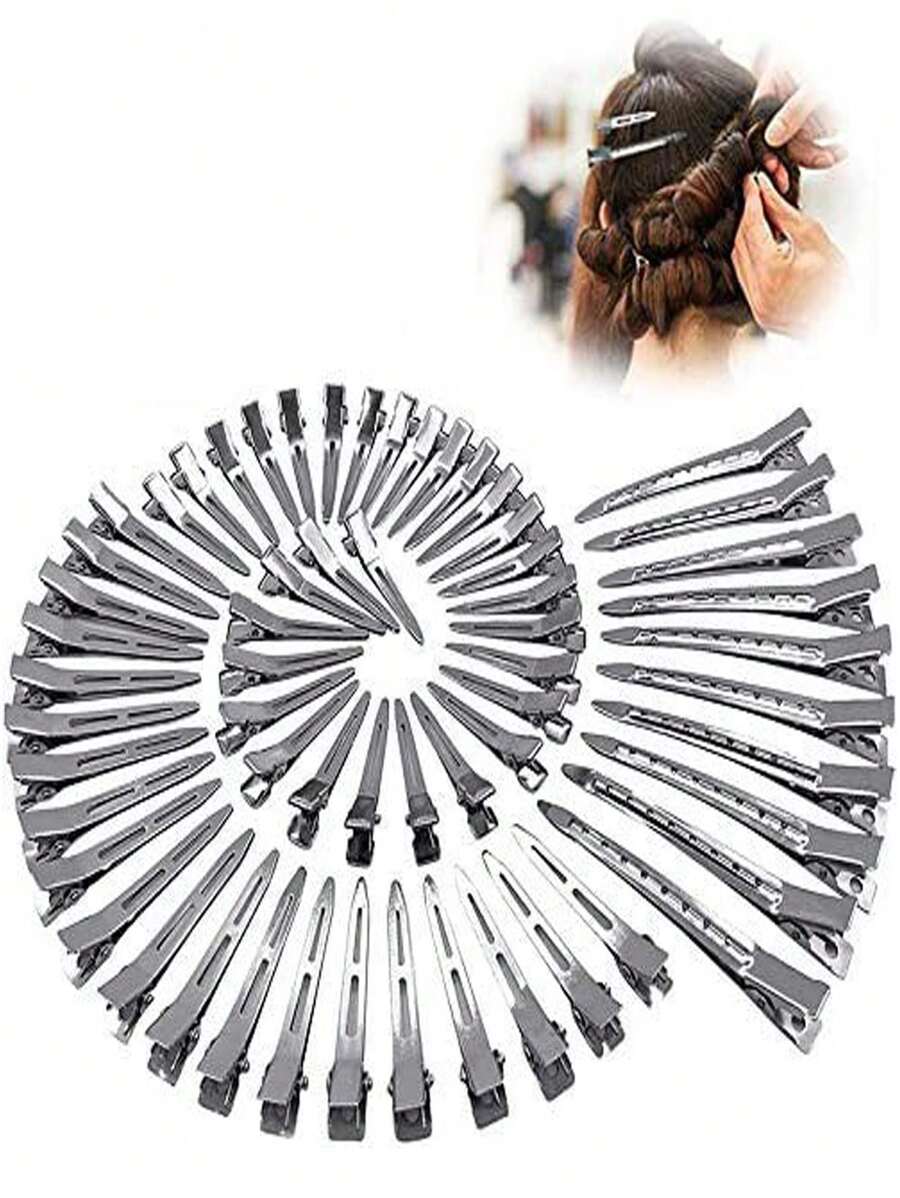 60个/30个/20个/10个装美发造型夹，适用于化妆师和发型师，鳄鱼齿分区夹，金属美发夹，金色头饰爪夹，发夹，发卡，学习用品，美发配件，女士发饰 - 夾子 - 查看 1