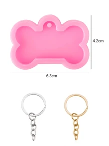 Dog Paw Print Resin Molds Heart Shape Keychain Casting Silicone Molds For Key Chain Pendant Making Epoxy Resin Craft Jewelry DIY - Hot Pink - View 15