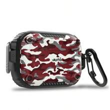 Men Compatible Airpods Pro 2nd Generation Case Cover With Lock, Hard Shell Airpod Pro 2 Case, Full-Body Shockproof Protective Airpods Case Skin With Keychain [Tiger Spots/Camo Red] - Tiger Camouflage/Red - View 2
