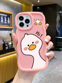3 Stück süße Cartoon-Enten Muster weiche Silikon Handyhüllen in Schwarz, Weiß, Pink, kompatibel mit iPhone & Galaxy, Dopamin-Wellen Textur Handyhüllen, internationale Version, nicht die Inlandsversion - Verschiedenfarbig - Übersicht 4