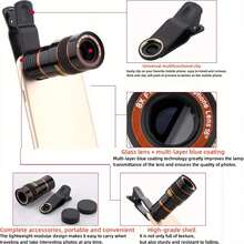 Ống kính điện thoại thông minh Telephoto 8X HD - Kính thiên văn kẹp đa năng để chụp ảnh, thu phóng & lấy nét nâng cao - Lý tưởng cho du lịch, buổi hòa nhạc & sự kiện thể thao - màu đen - Xem 5