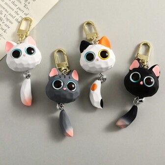 Cute Cartoon 3D Big Eyes Cat Keychain, Portable Creative Couple Car Pendant, Small Gift Pack Decoration Halloween Car Accessories Bag Charm Backpack For School Goth Y2k Halloween Accessories Teachers Day Christmas