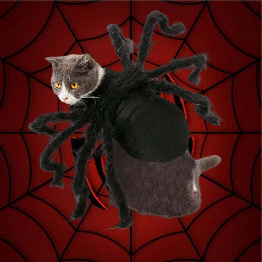 Chó Mèo Trang Phục Lông Khổng Lồ Mô Phỏng Nhện Thú Cưng Trang Phục Cosplay Trang Phục Halloween Thú Cưng Phụ Kiện Trang Trí Cho Chó Con Chó Con Mèo