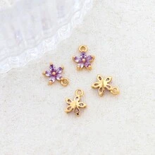 4 piezas de colgantes de flores coloridas simples con 8 colores diferentes (de 5 pétalos) para manualidades de pendientes, pulseras, collares, materiales para hacer joyas para el Día de San Valentín