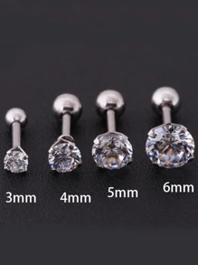 1 pieza Pendiente de tachuela de acero inoxidable & acero titanio de metal roscado con zirconia cúbica