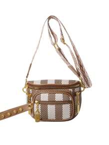 Classic Chest Bag Multi-Layer Plaid Crossbody Bag Simple And Stylish Versatile Shoulder Bag Suitable For Work Commuting Daily Out Shopping - Multicolor - View 7