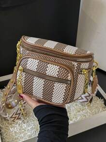 Classic Chest Bag Multi-Layer Plaid Crossbody Bag Simple And Stylish Versatile Shoulder Bag Suitable For Work Commuting Daily Out Shopping - Multicolor - View 5