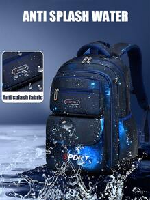 1pc School Backpack, Boys Backpack, Student Children Backpack, Outdoor Travel Bag, Starry Sky Print Backpack, Large Capacity Multi-Pocket Backpack, Laptop Backpack, Nylon Material, Suitable For Teenagers Boys, School And Travel (Random Starry Sky Print) - Royal Blue - View 9
