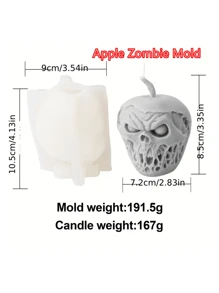 蘋果臉骷髏頭蠟燭模具矽膠半身紗布殭屍香氛蠟燭模，手工香薰蠟燭模，肥皂石膏樹脂工藝品製作模，家居裝飾擺件DIY手工藝品用品 - 白色 - 查看 5