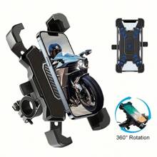 1pc Bicycle Phone Mount, Motorcycle/Bike Phone Holder For All Phone Models 4.8-6.8 Inches, 360° Rotatable Phone Mount - Black - View 2