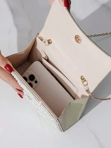 Faux Pearl Evening Bag Handbag, Elegant And Fashionable Style, Suitable For Different Occasions, Tready Bride Bag Tready Bride Bag, Perfect For Party, Wedding, Prom, Dinner/Banquet, Matching With Wedding Dress, Formal Dresses, Prom Dress, Birthday Dress, Party Dress, Excellently Matching With Party Dresses For Women, Essential Wedding Items, Perfectly Matching With Graduation Dress, Prom Dresses, Glamorous Rhinestone Bag, Elegant Pearl Clutch, Prom Bag, Perfectly Matching With Bridal Party