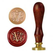 1 件带木柄的字母 A-Z 蜡封印章，学生个性化手账蜡封漆铜头，封蜡印信纸信封礼物邀请卡贴纸手账印章返校，返校，学校用品 - 黃銅色 - 查看 32