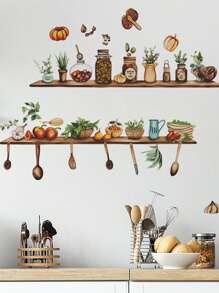 mama look 1pc/2pcs Colorful Kitchen Tool Wall Sticker, Self-Adhesive And Removable, Decorative For Kitchen Or Restaurant - Multicolor - View 11