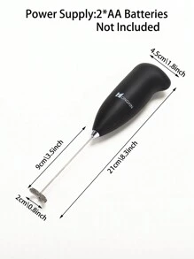 1pc Handheld Electric Milk Frother, Mixer, Whisk, For Kitchen Use (Batteries Not Included) - Black - View 3