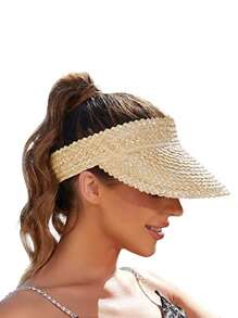 Women's Sun Visor Hat, Women's Straw Hat, Handmade Sun Hat, Foldable Beach Hat For Women - Multicolor - View 11