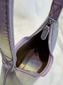 Túi đeo nách hình trăng lưỡi liềm phong cách Pháp tối giản cổ điển, Túi xách đeo vai/đeo chéo thời trang thanh lịch đa năng dành cho phụ nữ - Màu tím - Xem 5