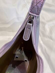 Túi đeo nách hình trăng lưỡi liềm phong cách Pháp tối giản cổ điển, Túi xách đeo vai/đeo chéo thời trang thanh lịch đa năng dành cho phụ nữ - Màu tím - Xem 6