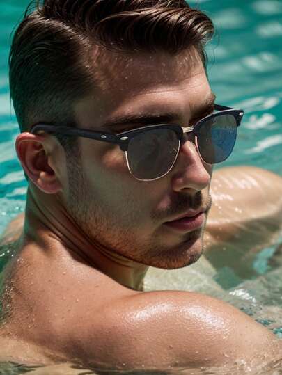 1/2 unidad(es) Gafas de sol con marco cuadrado pequeño de moda y negras para hombre, apropiadas para salidas diarias y uso con vestimenta, para verano, playa, al aire libre y viajar