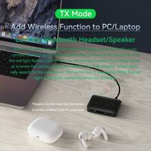 VAORLO 新款藍牙音頻接收器和發射器，藍牙5.4高保真立體聲無損音樂無線音頻適配器，內置高清麥克風，支持U盤/TF卡音樂播放器適用於車載套件揚聲器放大器耳機電視PC - 黑色 - 查看 10