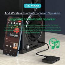 VAORLO 新款藍牙音頻接收器和發射器，藍牙5.4高保真立體聲無損音樂無線音頻適配器，內置高清麥克風，支持U盤/TF卡音樂播放器適用於車載套件揚聲器放大器耳機電視PC - 黑色 - 查看 8