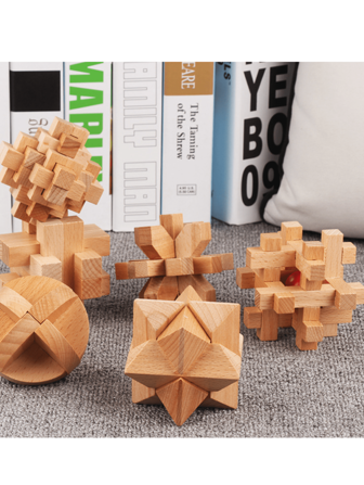 1 Pc Wooden Toys Kong Ming Lock Luban Lock Adult Decompression Burning Brain Brain Hands Full Intellectual Development Solution Game, Office Desktop Toys,Metal Puzzle,Iq Puzzle,Lock Puzzle,Puzzle,Wooden Puzzle,Wooden Toys