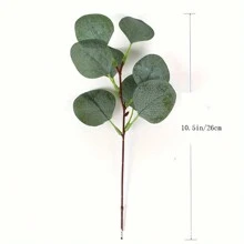10 piezas Hojas de eucalipto falsas, tallos a granel de hojas de eucalipto artificial de dólar plateado en verde grisáceo para arreglos florales, decoración de bodas, Día de San Valentín, regalos - Verde - Ver 10