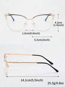1pc Metal Tr Frame Cat Eye Decoration Glasses, Indoor Outdoor Photochromic Multi-Purpose Fashion Glasses, Fashion & Versatile For Women For Summer Beach Vacation,Outdoor,Travel