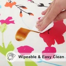 1pc Round Printed Tablecloth, Vinyl Elastic Waterproof Cover And Flannel Backing, Suitable For Picnic, Camping, Indoor And Outdoor Use - Multicolor - View 6