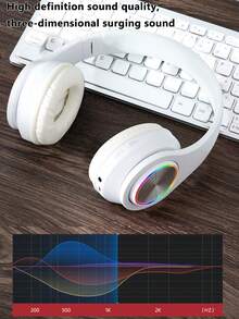 Tai nghe có thể gập lại không dây có micrô, tai nghe âm trầm nổi - trắng - Xem 4