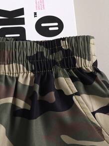 Bộ quần dài và áo ngụy trang ngắn tay cho bé trai, hoàn hảo để mặc hàng ngày vào mùa hè - xanh quân đội - Xem 6