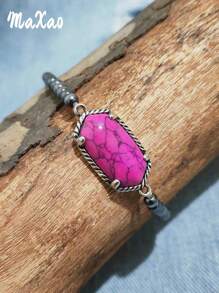 1 Stück Armband Im Vintage-western-stil Mit Mehrfarbigem Stein Und Wildem Cowboy-stil