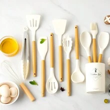 Keidason 12入組矽膠廚具套裝，廚房器具套裝，烘焙工具和烹飪工具套裝，安全烹飪器具套裝，不粘烹飪器具套裝，可清洗的現代炊具，廚房用品，廚房小工具，廚房必備品