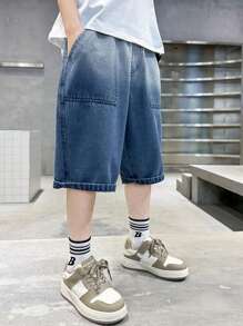 Pantalones cortos de verano para niño preadolescente, pantalones cortos de mezclilla nuevos de 2024 para niños grandes, diseño casual y moderno