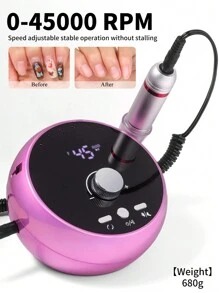 LIMEGIRL New Professional Nail Drill 45000RPM, Suitable For Acrylic Nails & Gel Nails, Electric Nail File Set, Super Quiet, New Polishing Pen Nail Grinding Kit, For Home And Salon Use, Comes With 6 Sanding Bands And Drill Bits - Black - View 2