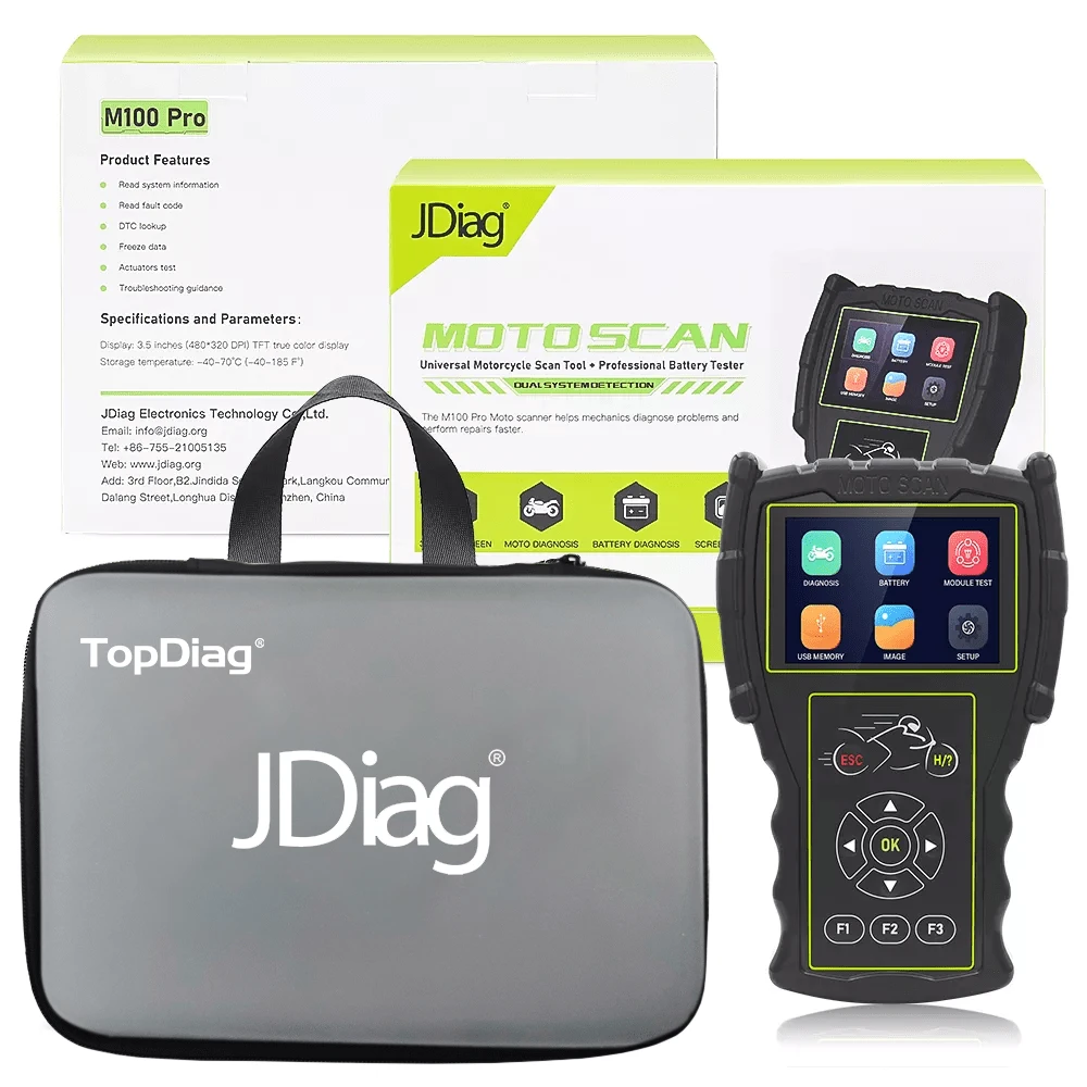 Original JDiag M100 Pro Motorcycle Scanner D87D88 Function Diagnostic Tool M100Pro OBD Version Battery Tester Universal Motorcycle Diagnostics - M100Pro OBD版 - 查看 1