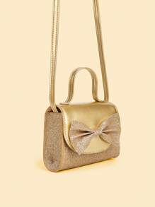 1 Stück süße und stilvolle Prinzessin Stil Glitzer Mini Tasche mit Schleife, kann in der Hand, Schulter oder Crossbody getragen werden, Geldbörse, Geburtstag oder Geschenk, passt zu Kleidung für Mädchen.