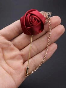 1 Peça Boutonnière de Noivo em Rosa de Seda com Folha de Corrente Dourada para Decoração de Noivo, Casamento e Festa de Casamento, Melhor Presente, Decoração de Casamento, Decoração Doméstica, Decoração de Quarto, Lembrancinhas de Festa, Decorações de Aniversário de Noiva, Formatura, Decorações de Festa Despedida de Solteira