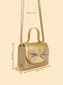 1 Stück süße und stilvolle Prinzessin Stil Glitzer Mini Tasche mit Schleife, kann in der Hand, Schulter oder Crossbody getragen werden, Geldbörse, Geburtstag oder Geschenk, passt zu Kleidung für Mädchen.