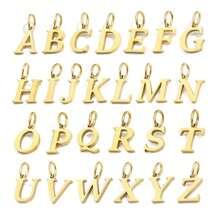 1pc Simple Fashion Golden 26 Alphabet Letters Pendant, DIY Bracelet/Necklace Pendant, Creative DIY Jewelry Making Accessories