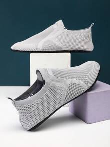 透氣男士懶人鞋，輕量化男性行走鞋，防滑柔軟夫婦款休閒運動鞋，夏季軟底鞋款 - 灰色 - 查看 6